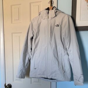 The North Face Light Gray Hooded Jacket with Removable Dark Gray Fleece Jacket
